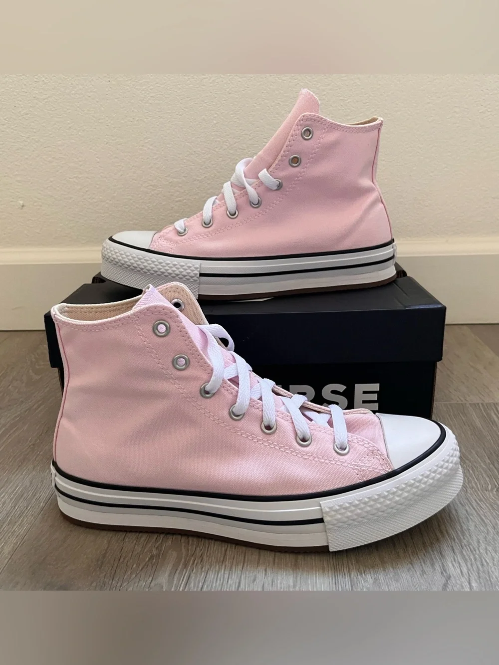 Converse Pink High-Top Canvas Sneakers with White Soles